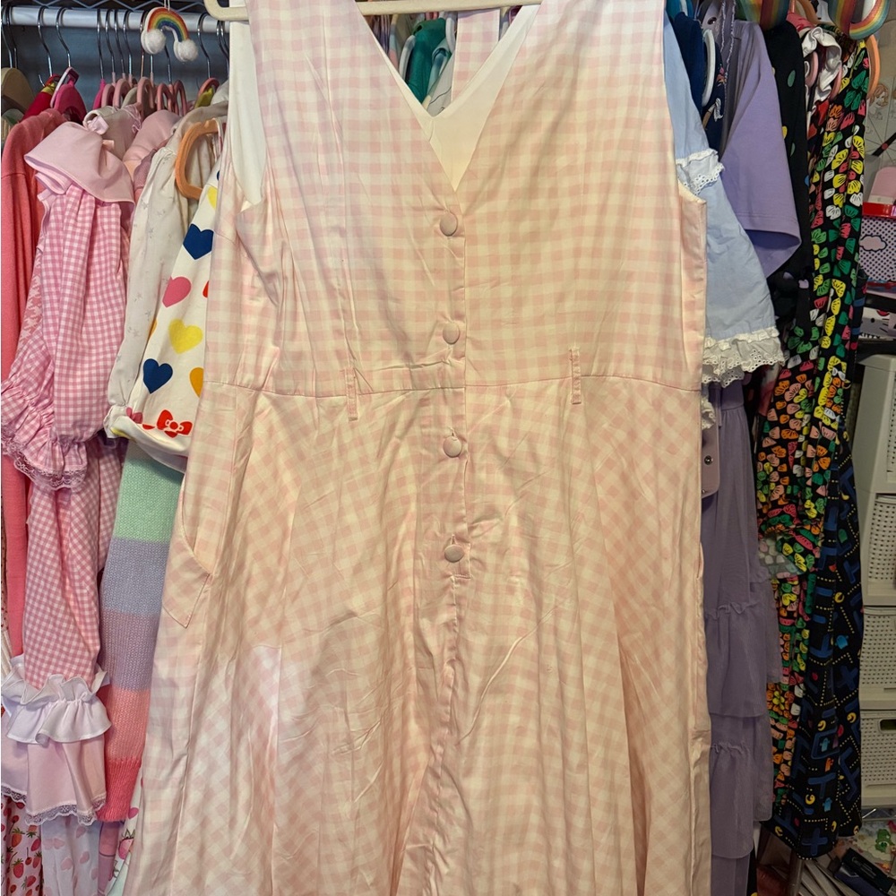 Magnolia Place Pink Checkered Midi Dress - Picture 2 of 4
